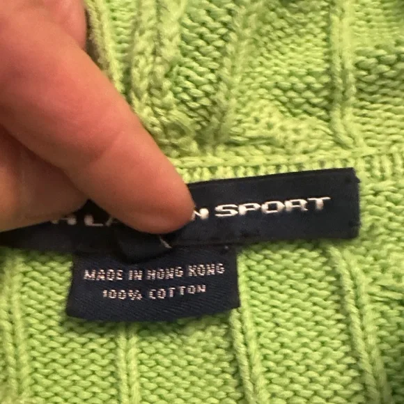 Ralph Lauren Green Cable-Knit Zip Hoodie - Picture 3 of 4